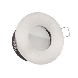 Lista Aqua Einbaustrahler IP65 | 230V & GU10 | DIMMBAR & 93 CRI | 7W statt 80W | 120° Milchglas | Aluminium rund - Eisen – gebürstet, 2700K