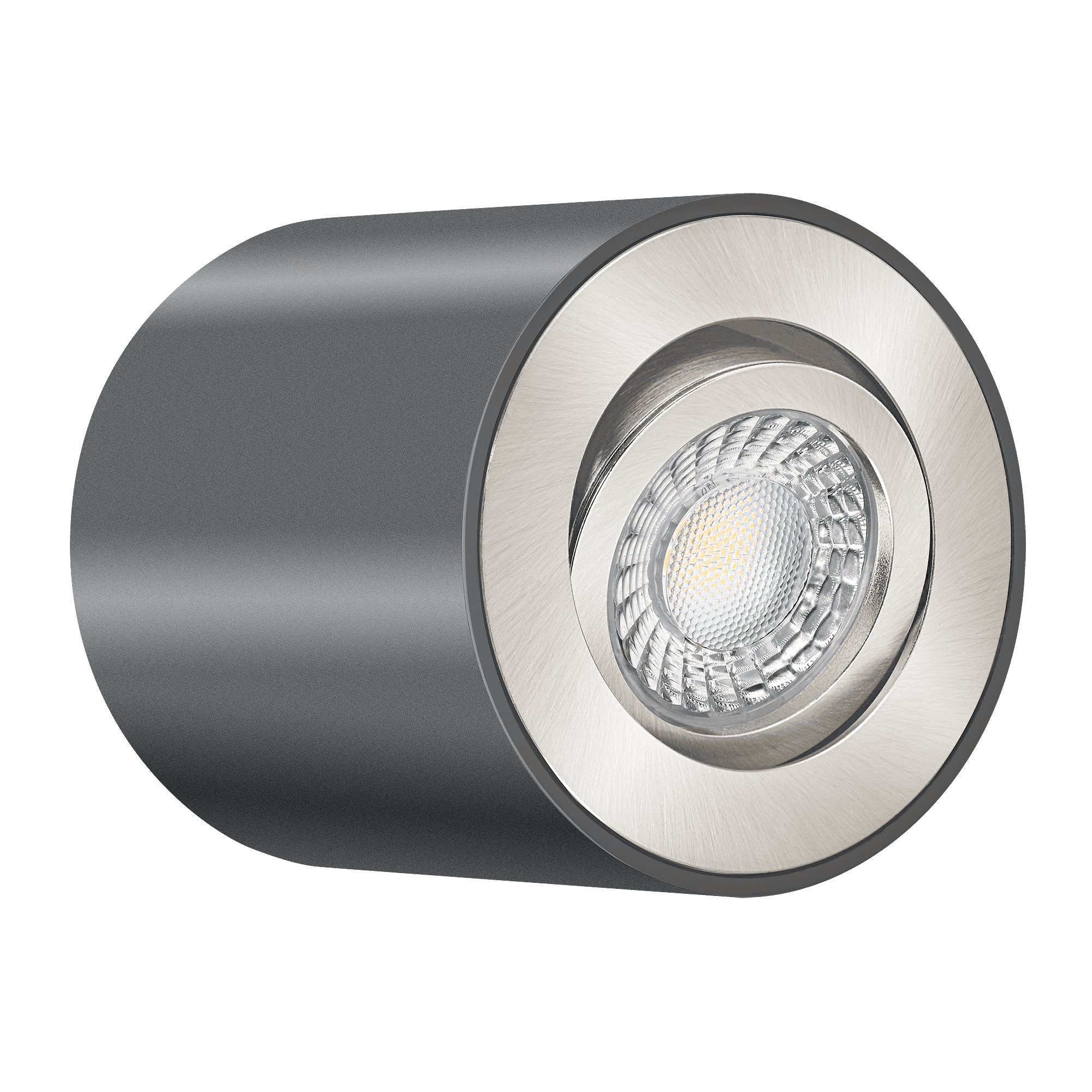 LED Aufbaustrahler 230V dimmbare Lichtfarbe 95 CRI 7W statt 70W Forma Tube anthrazit Aluminium dimm2warm 1800-3000K 60° (Eisen-gebürstet)