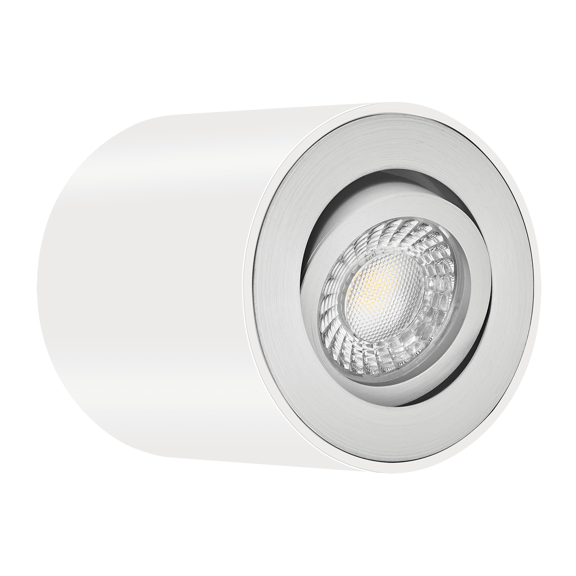 LED-Aufbaustrahler GU10 | 230V | DIMMBAR | 7W statt 90W | 60° Reflektor | 93 Cri | Aluminium | Forma Tube | weiß | rund (4000K, matt-geschliffen)