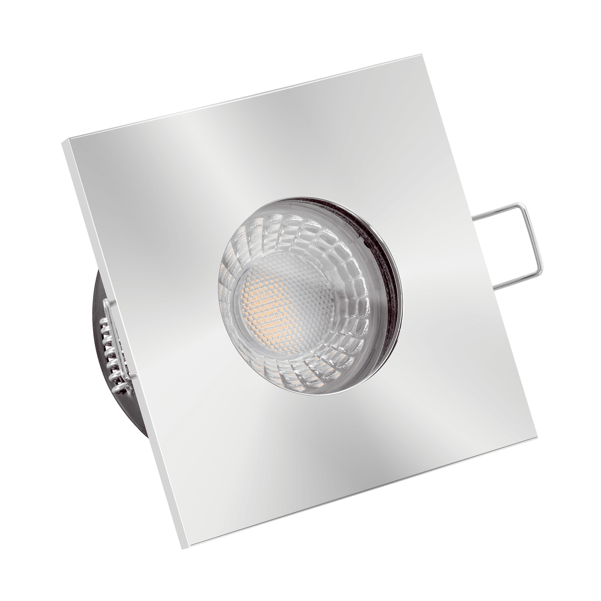 Lista Aqua Einbaustrahler IP65 | 230V & GU10 | DIMMBAR & 93 CRI | 7W statt 90W | 60° Reflektor | Aluminium eckig (3000K, chrom-poliert)