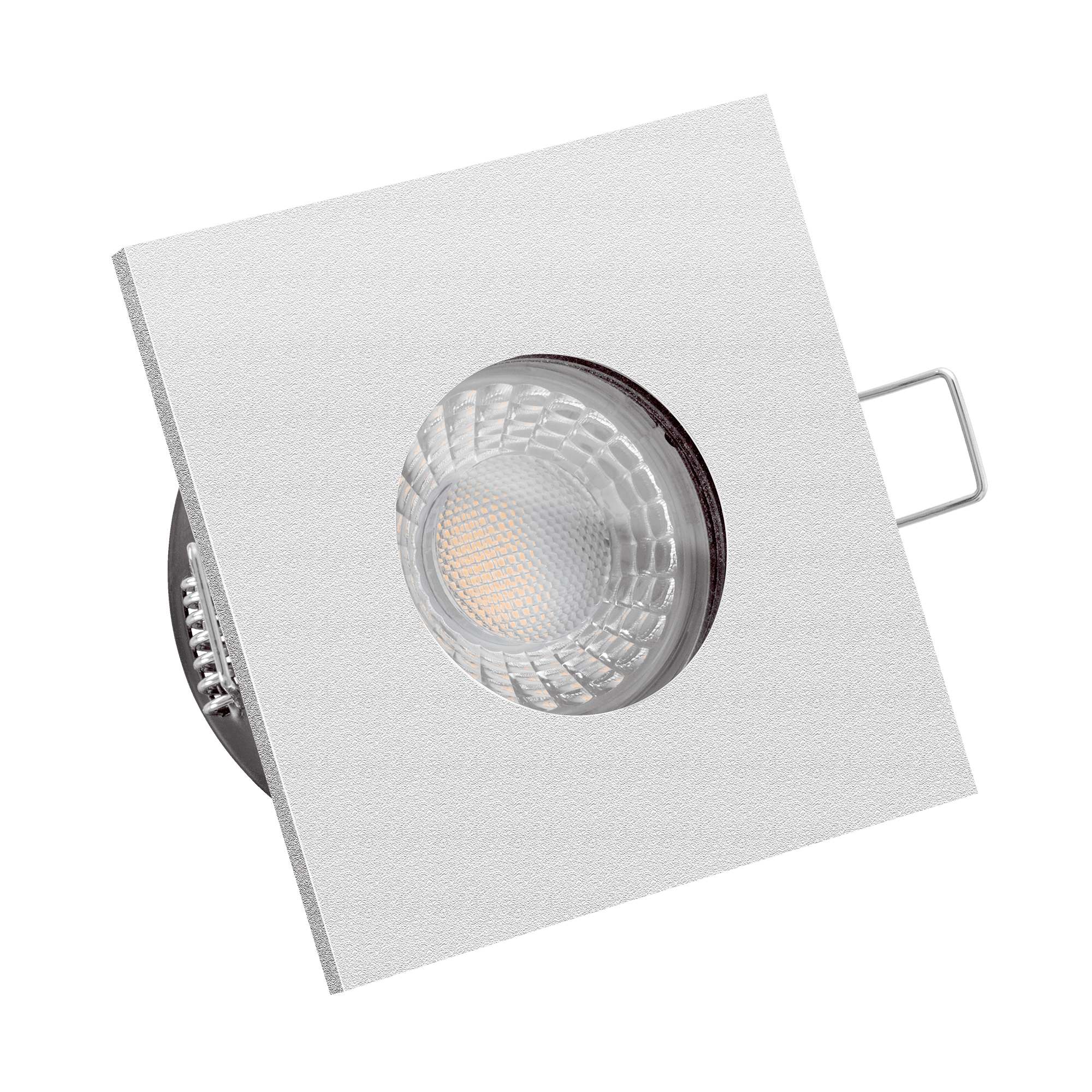 Lista Aqua Einbaustrahler | 230V & IP65 | 35mm flach | DIMMBAR & 90 CRI | 7W statt 90W | Reflektor 60° | Aluminium eckig (3000K, silber-gebürs