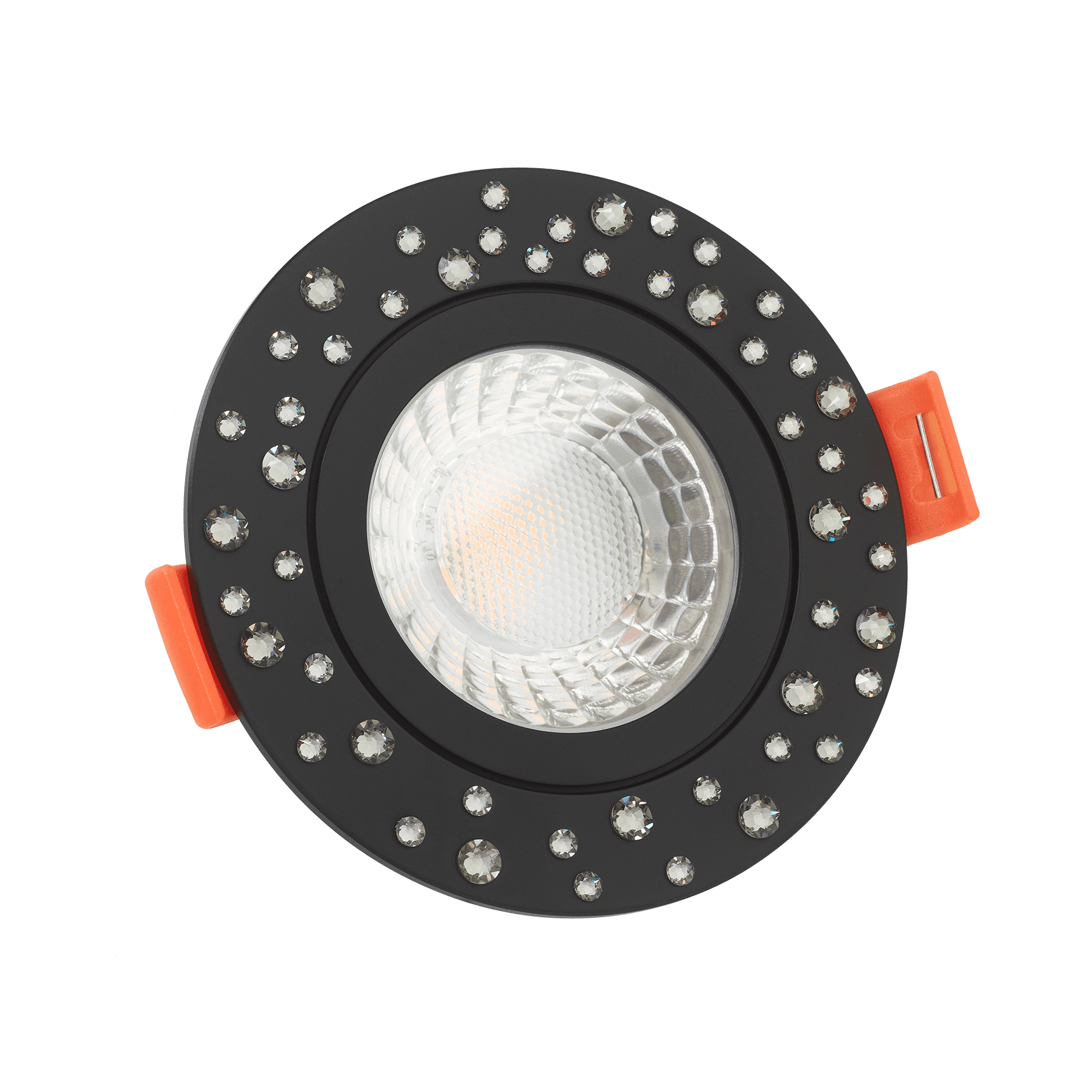 Bad LED-Einbaustrahler Diamond GU10 | IP44 & 230V | DIMMBAR | 7W statt 90W | 60° Reflektor | 93 Cri (2700K, schwarz / schwarze Kristalle)