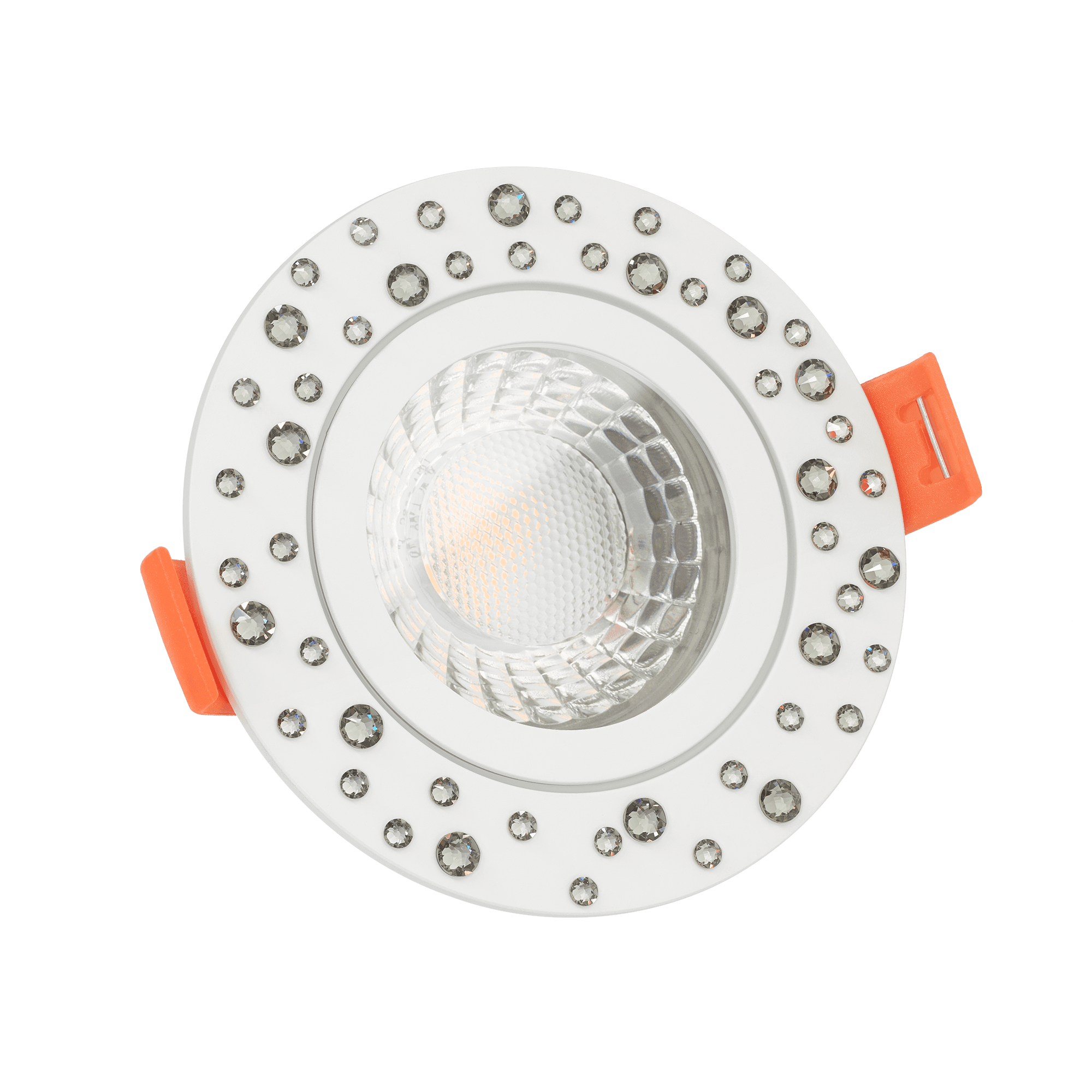 Bad LED-Einbaustrahler Diamond GU10 | IP44 & 230V | DIMMBAR | 7W statt 90W | 60° Reflektor | 93 Cri (5000K, weiß / schwarze Kristalle)
