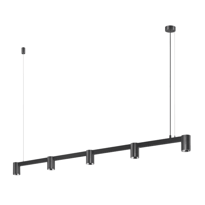 Pendelleuchte SIGNATURE 230V | 150cm & 5-flammig | 5x 7W (35W) | dimmbar & 93 CRI | matt schwarz