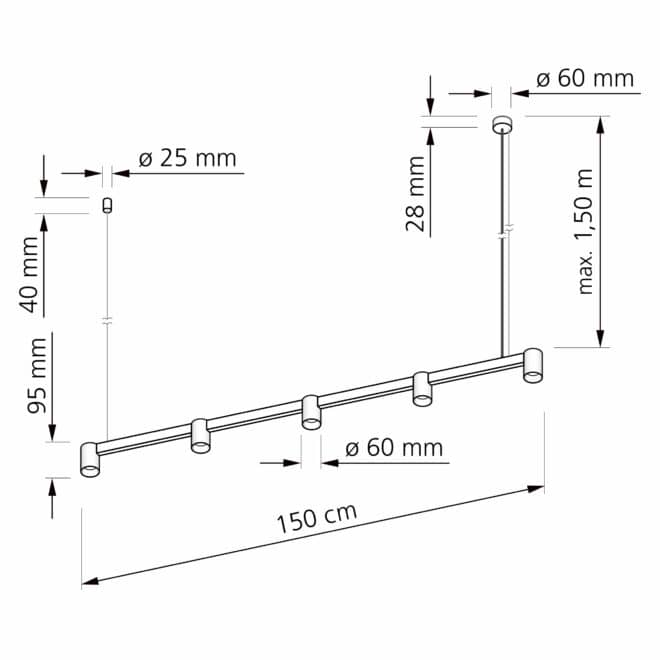 Pendelleuchte SIGNATURE 230V | 150cm & 5-flammig | 5x 7W (35W) | dimmbar & 93 CRI | matt weiß - Image 4