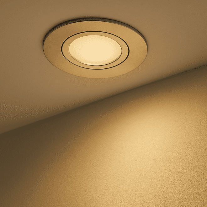 Bad LED-Einbauleuchte 230V ohne Trafo | 45mm flach & IP44 | DIMMBAR & 90 CRI | 7W statt 80W | 120° Milchglas | Aluminium Eisen-gebürstet rund – Bild 9