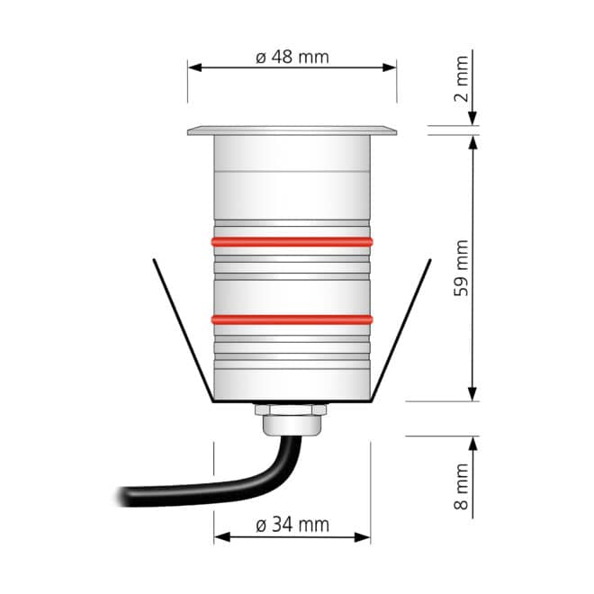 Bodeneinbauleuchte Area Mini 230V | IP67 & 2,4W | 90 CRI | warmweiß 3000K | Aluminium weiß – Bild 4