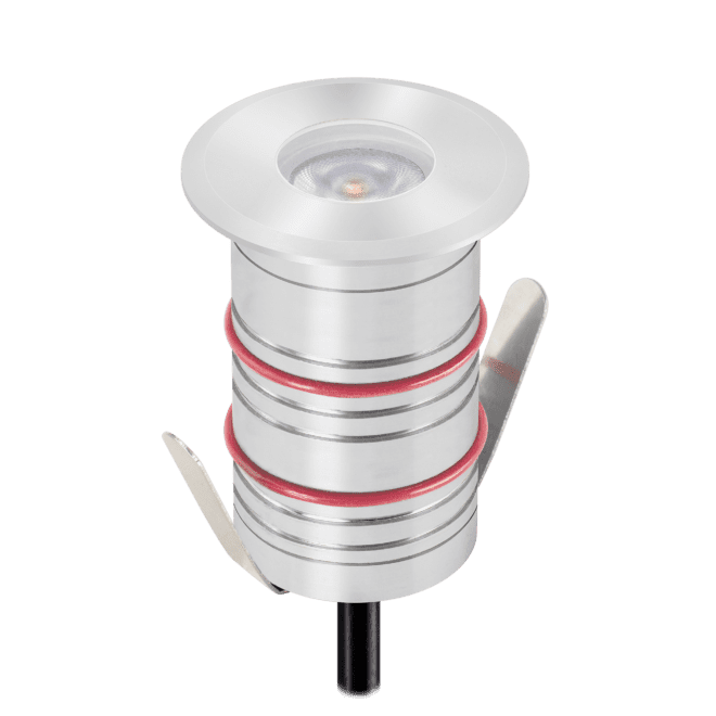 24V DC PWM Bodeneinbauleuchte Area Mini | IP67 & 2,4W | dimmbar & 90 CRI | warmweiß 3000K | Aluminium silber | KNX | DALI | Loxone