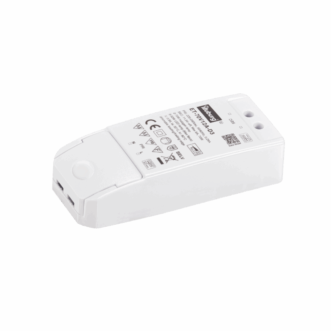 Triac Trafo AC 12V dimmbar für unsere MR16/GU5.3 Leuchten | zum Anschließen hinter einen normalen 230V Unterputzdimmer | 70W