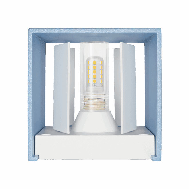 Wandleuchte CUBE | 24V PWM | 3W & DIMMBAR | Up & Down | einstellbare Abstrahlung | IP54 | matt azurblau | DALI, KNX, Loxone – Bild 2