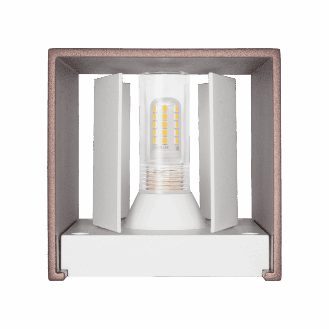 Wandleuchte CUBE | 24V PWM | 3W & DIMMBAR | Up & Down | einstellbare Abstrahlung | IP54 | matt rostbraun | DALI, KNX, Loxone – Bild 2