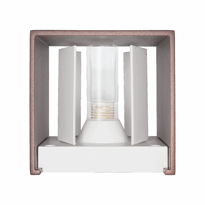 Wandleuchte CUBE | G9 & IP54 | Up & Down | einstellbare Abstrahlung | matt rostbraun – Bild 2