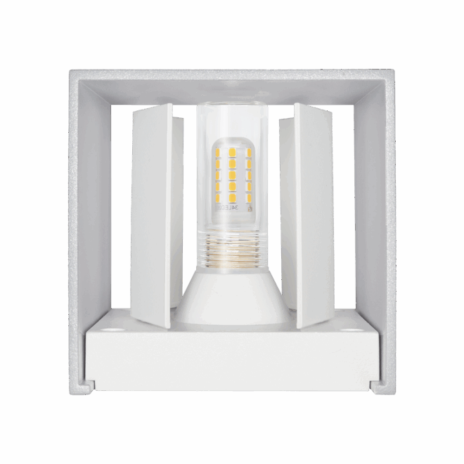 Wandleuchte CUBE | 24V PWM | 3W & DIMMBAR | Up & Down | einstellbare Abstrahlung | IP54 | matt frostsilber | DALI, KNX, Loxone – Bild 2