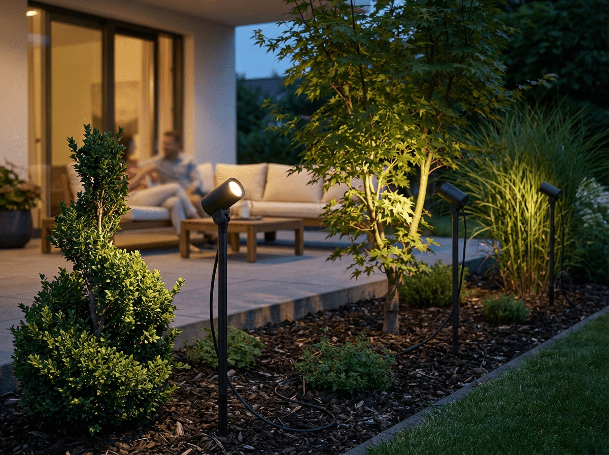 24V Gartenstrahler SIGNATURE OUT | IP65 & 6W | dimmbar & 90 CRI | 60° Reflektor | matt schwarz | DALI, KNX, Loxone, usw. | 73cm hoch mit Spieß – Bild 5
