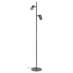 Stehleuchte SIGNATURE 230V | 2-flammig mit integriertem Dimmschalter | 2x 7W | 93 CRI | 120° Milchglas | matt schwarz / weiß - Schwarz, 5000K